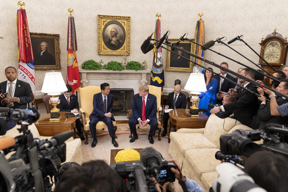 The late Shinzo Abe's efforts to build rapport with Donald Trump didn't spare Japan criticism (Shealah Craighead/Trump White House/Flickr)