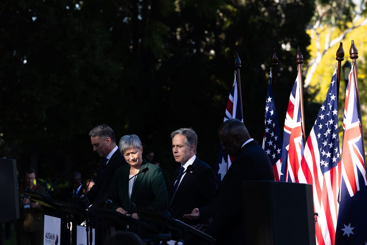 US Secretary of State Antony Blinkin, second right, during the July 2023 AUSMIN in Brisbane (Chuck Kennedy/State Department photo)
