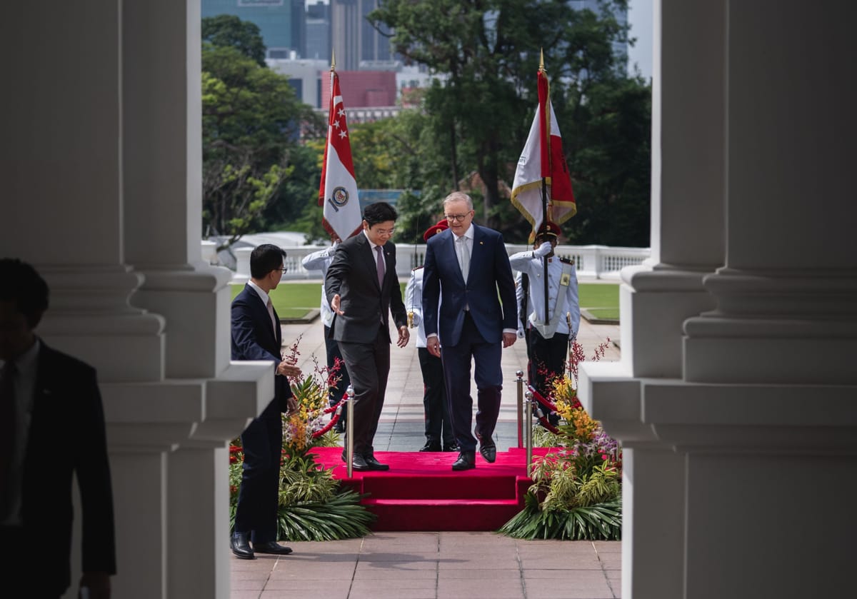 Lawrence Wong, as Singapore's acting PM, hosted Australia's Anthony Albanese in June this year (AlboMP/X)