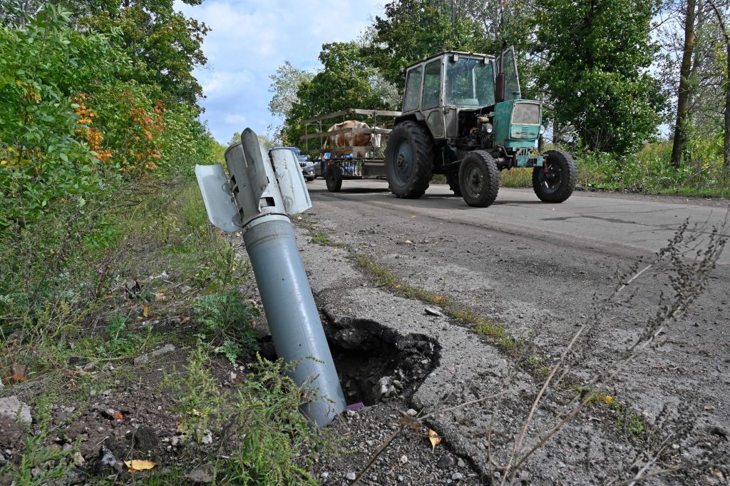 Balakliya, Kharkiv region on September 18, 2022, recently recaptured by the Ukrainian army following the retreat of Russian troops. (Photo by SERGEY BOBOK / AFP