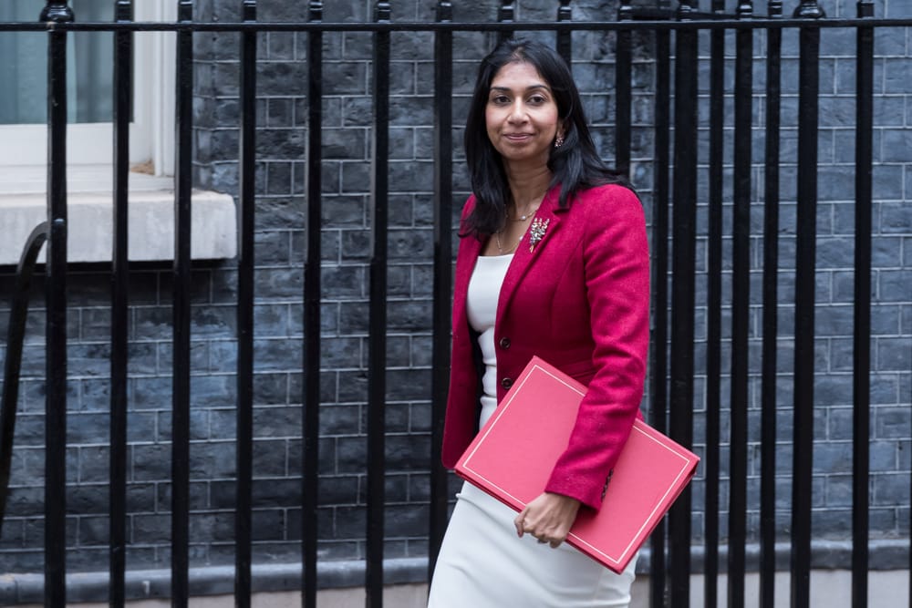 Suella Braverman has warned of an “invasion” by asylum seekers, and spoken of her “dream” and “obsession” to see a flight take off carrying them from the United Kingdom to Rwanda (Wiktor Szymanowicz/Anadolu Agency via Getty Images)