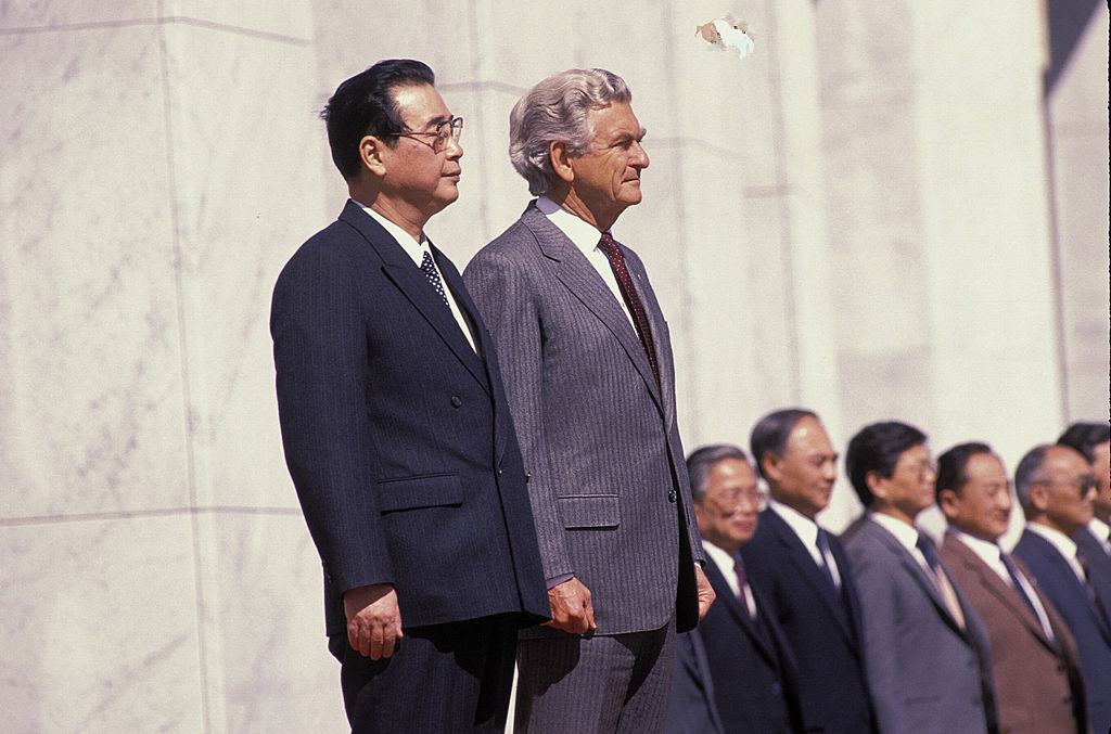 Hawke with Chinese Premier Li Peng in 1988 in Western Australia