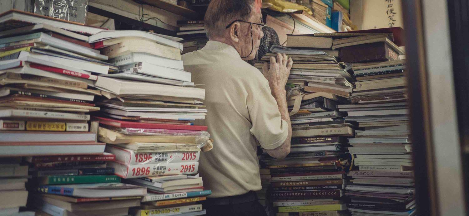 Former Coldstore detainee Yeo San Chai in his Singapore bookstore (Photo: Tom White)