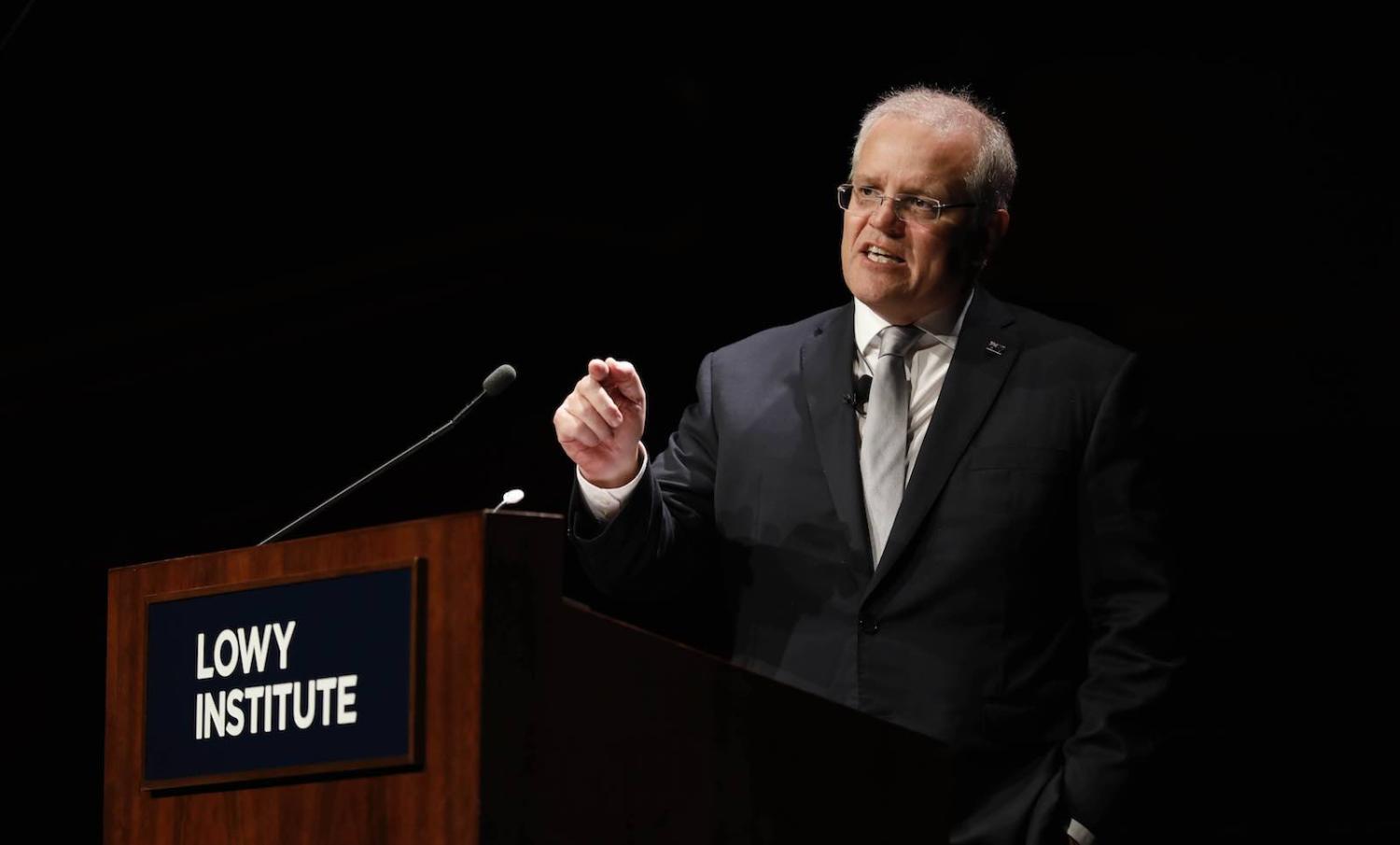 Prime Minister Scott Morrison gives the 2019 Lowy Lecture