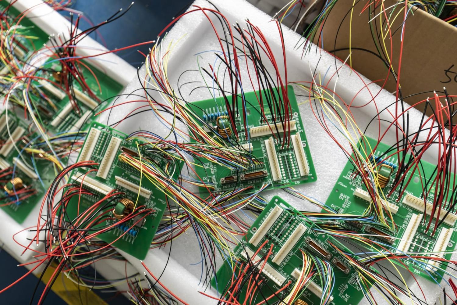 Integrated circuit boards at the Smart Pioneer Electronics factory in Suzhou, China (Qilai Shen/Bloomberg via Getty Images)