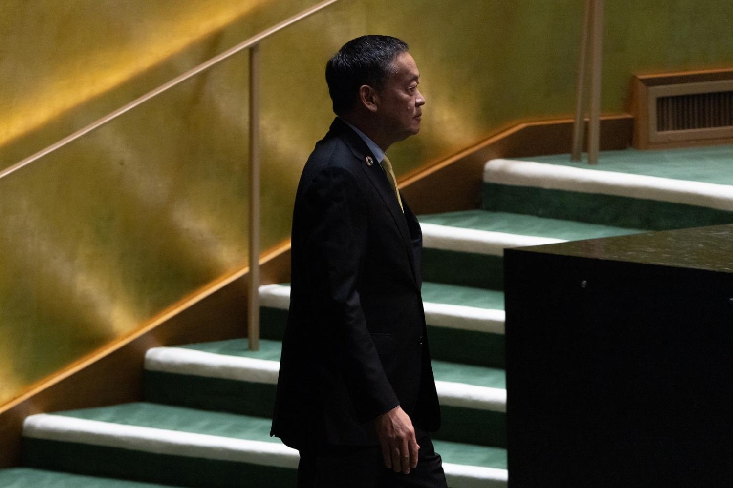 Srettha Thavisin, Thailand's prime minister, arrives to speak at the United Nations General Assembly in New York, 22 September 2023 (Jeenah Moon/Bloomberg via Getty Images)