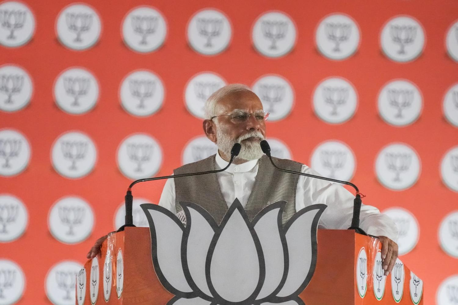 India's Prime Minister Narendra Modi at a campaign rally in Delhi in May (Anindito Mukherjee/Bloomberg via Getty Images)