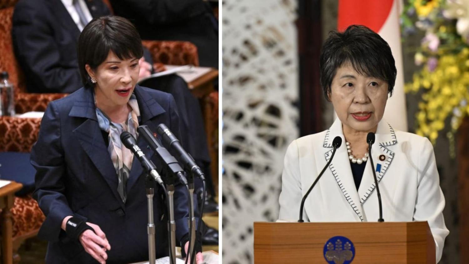 Security Minister Sanae Takaichi, left, and Foreign Minister Yoko Kamikawa (Photos: Kazuhiro Nogi/AFP and Asahi Shimbun, via Getty Images)