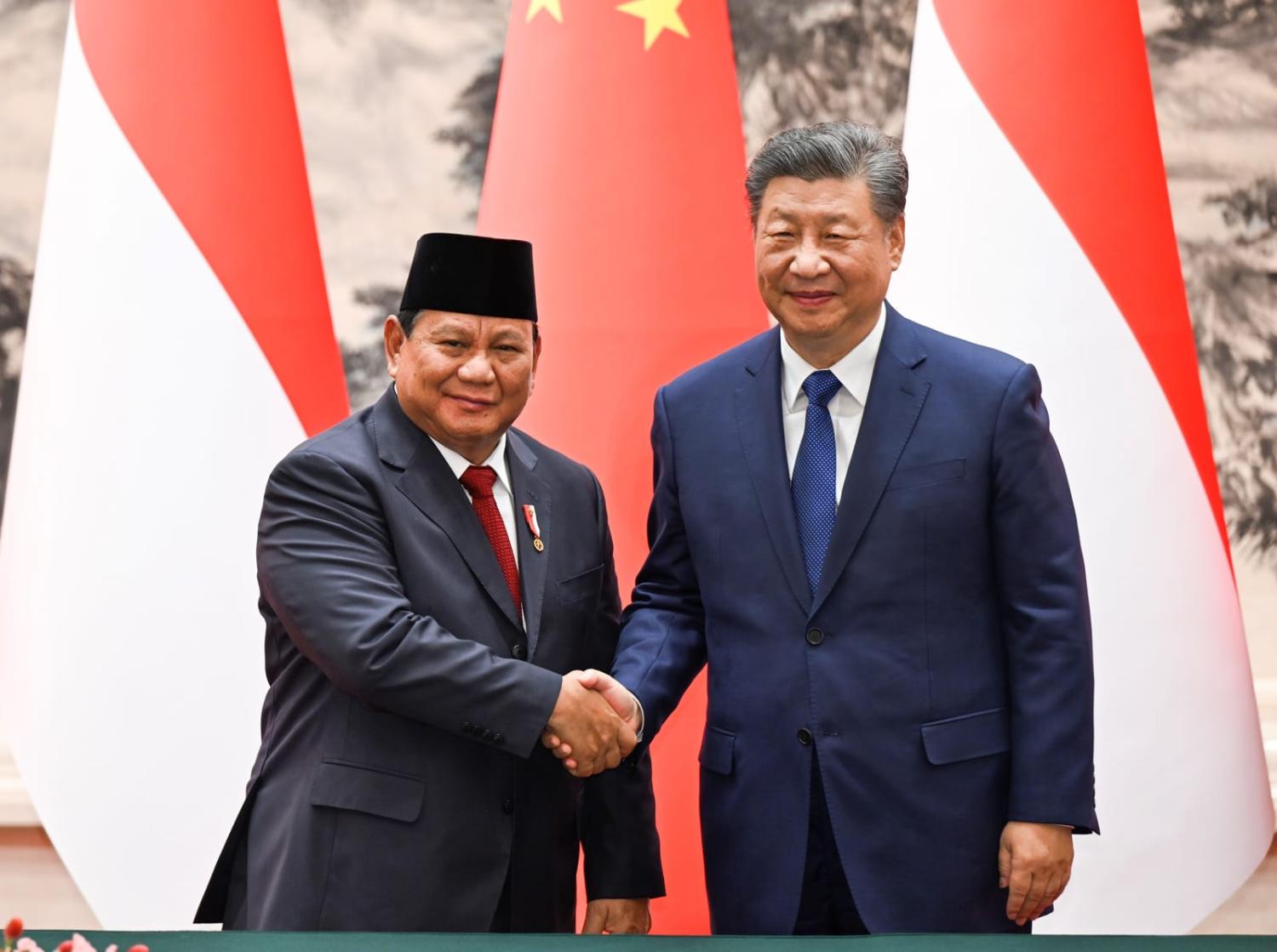 Indonesian President Prabowo Subianto with China's President Xi Jinping for talks in Beijing, 9 November 2024 (Xie Huanchi/Xinhua via Getty Images)