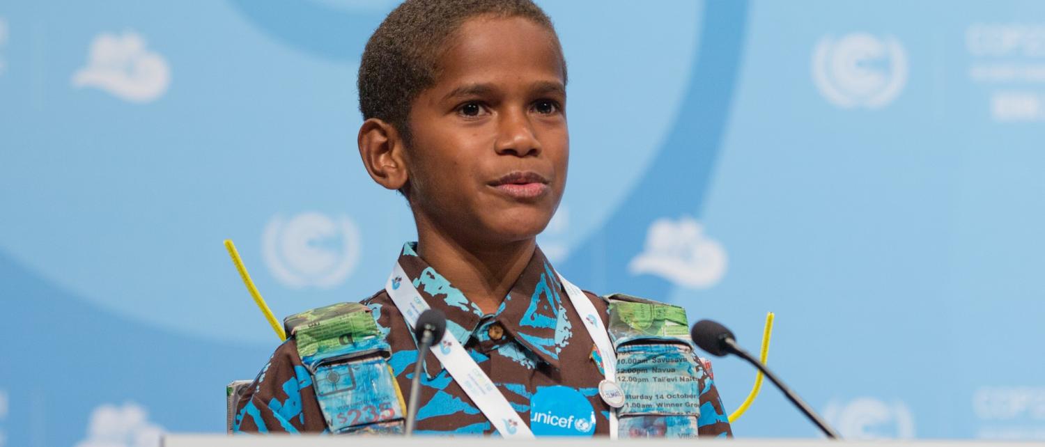 Timoci Naulusala addressing COP23, November 2017 (Photo: UNclimatechange/Flickr)