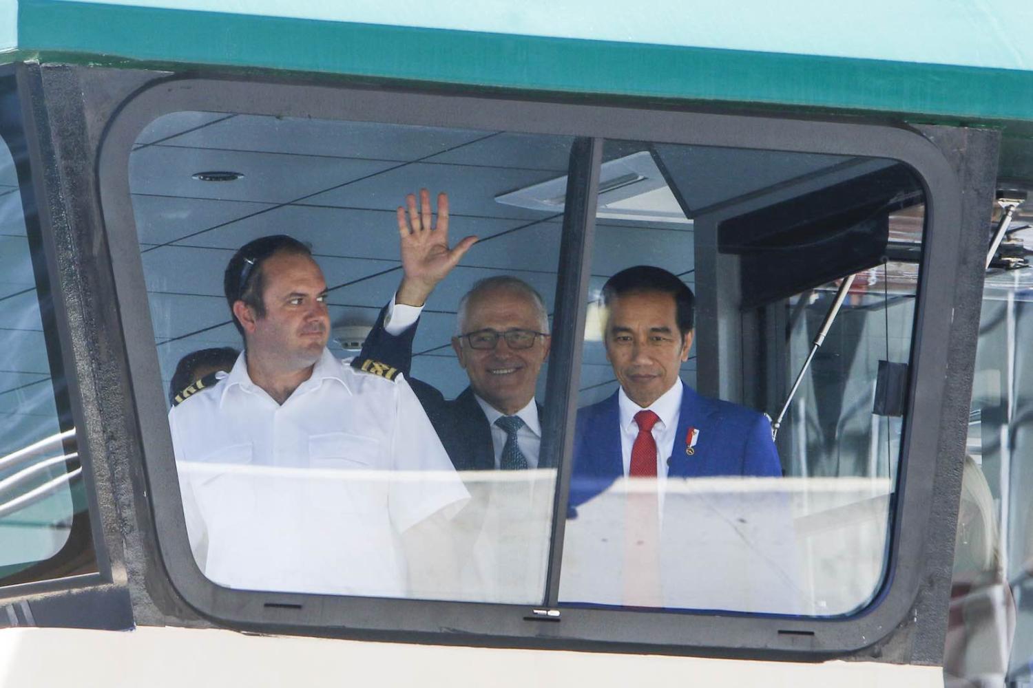 Malcolm Turnbull, as Prime Minister in 2018, taking Indonesia’s Joko Widodo for a Sydney ferry ride (ASEANINAUS/Flickr)