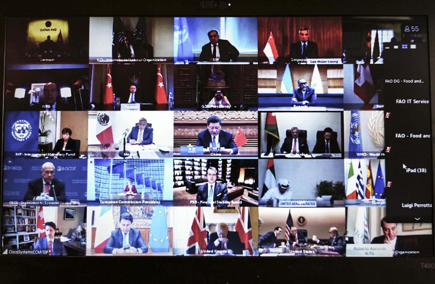The G20 virtual summit, 26 March (UN Food and Agriculture Organization/Flickr)