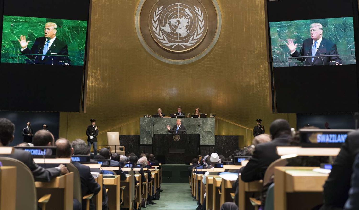 US President Donald Trump addresses the UN General Assembly in September 2017 (Photo: Mark Garten/United Nations)