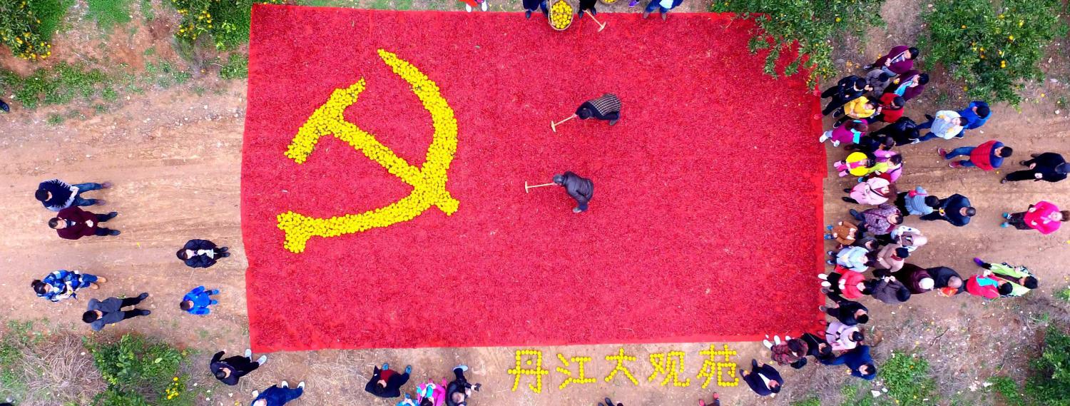 Communist Party of China flag depicted in oranges and red peppers in Nanyang (Photo: VCG via Getty Images)