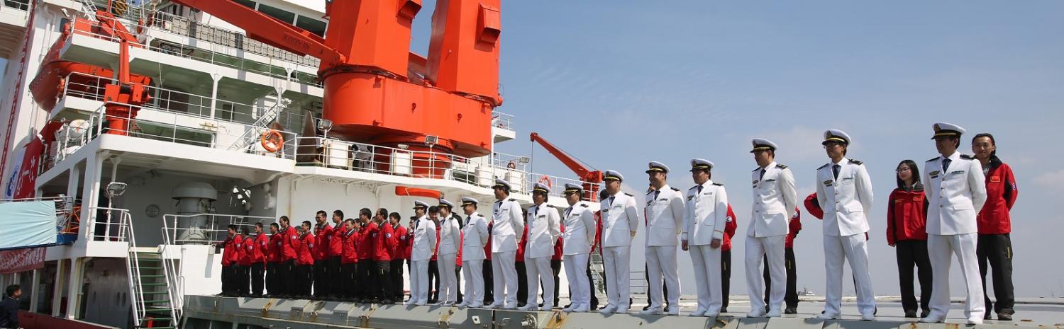 A Chinese Antarctic exploration team aboard the Icebreaker Xuelong. (Photo: VCG/Getty Images)