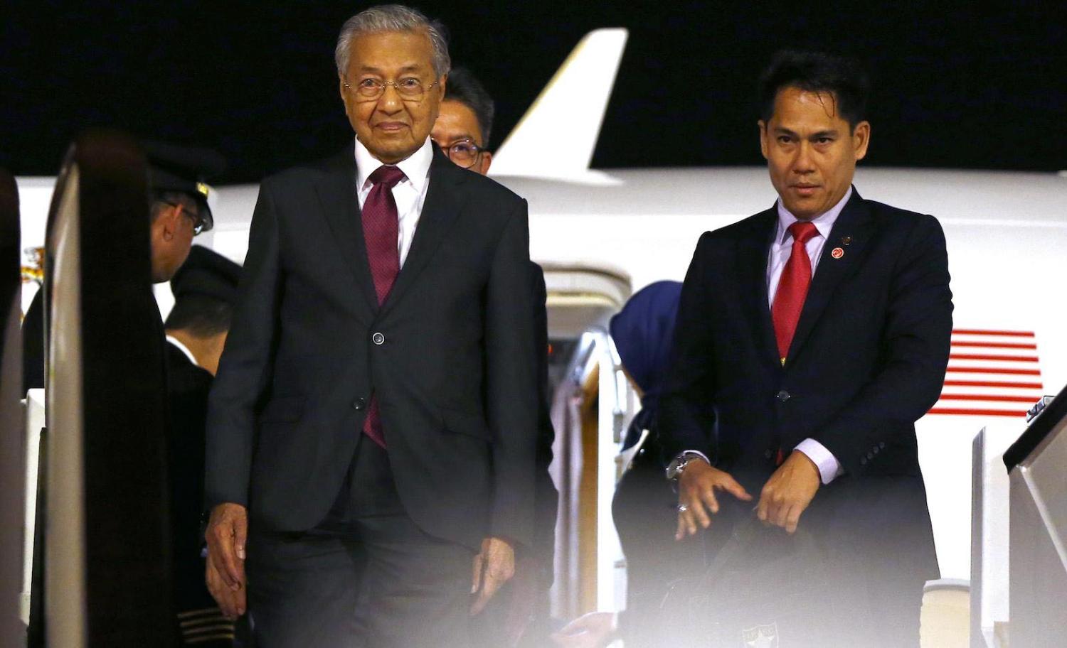 Malaysian Prime Minister Mahathir Mohamad arrives in Beijing, China, on Saturday during a regional visit (Photo: Fu Tian via Getty)