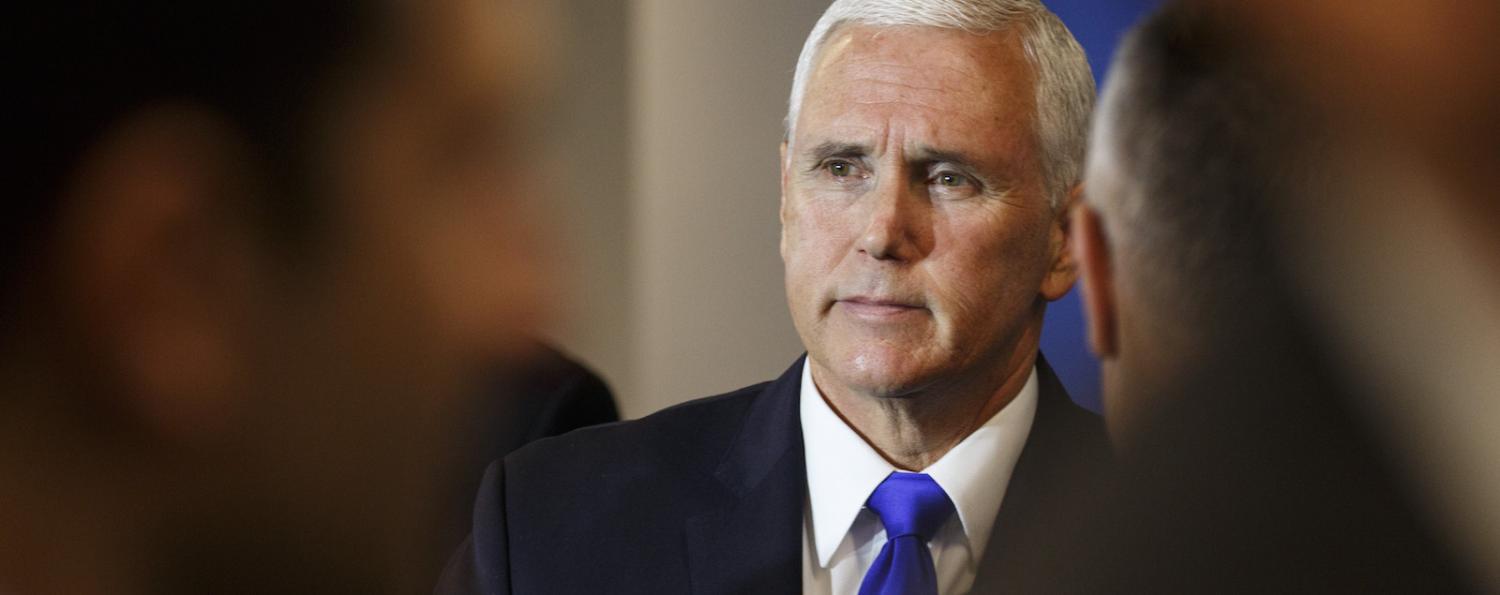 US Vice President Mike Pence greets attendees after speaking at the Hudson Institute in Washington (Photo: Joshua Roberts via Getty)