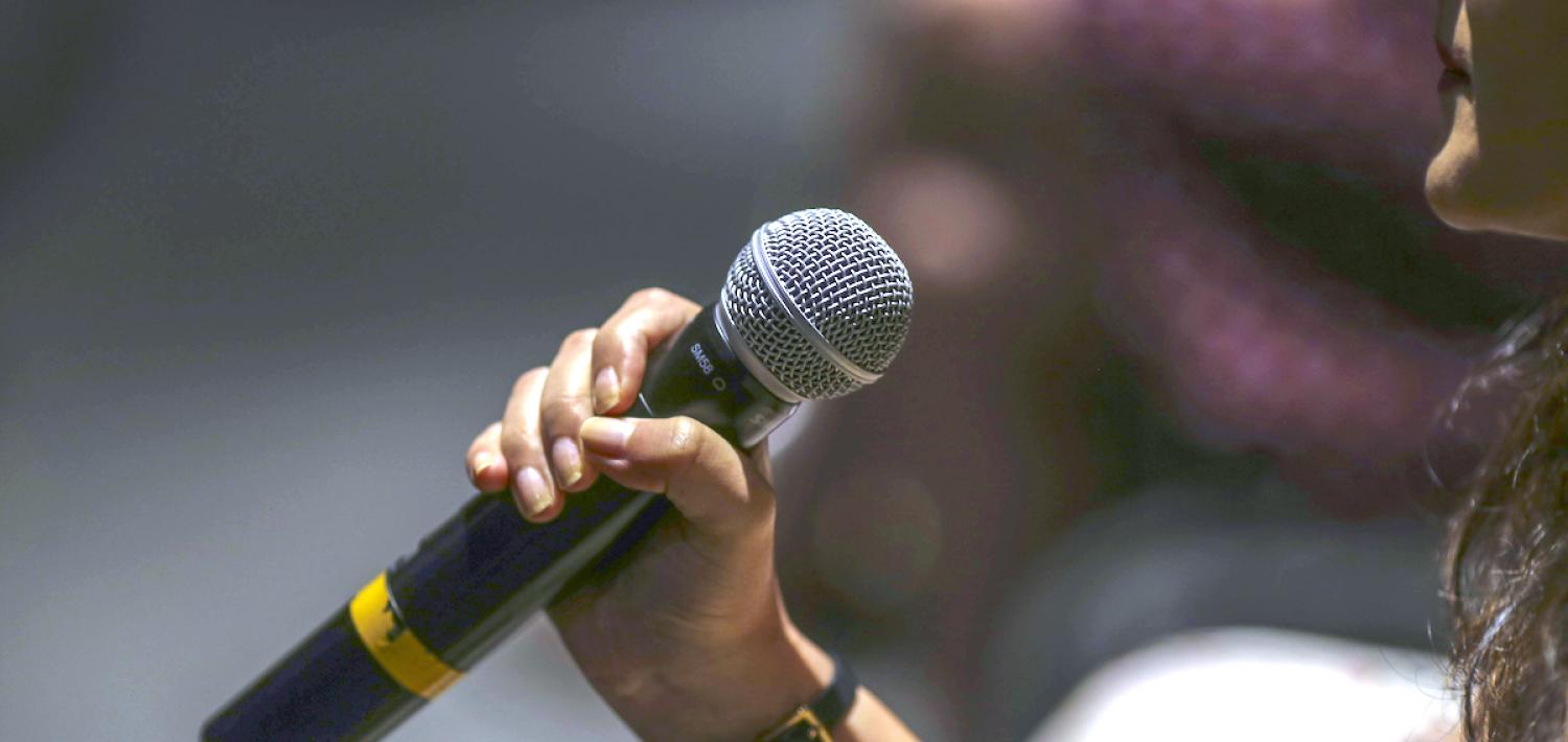 A panel discussion at a #MeToo event in Mumbai, India (Photo: Dhiraj Singh via Getty)
