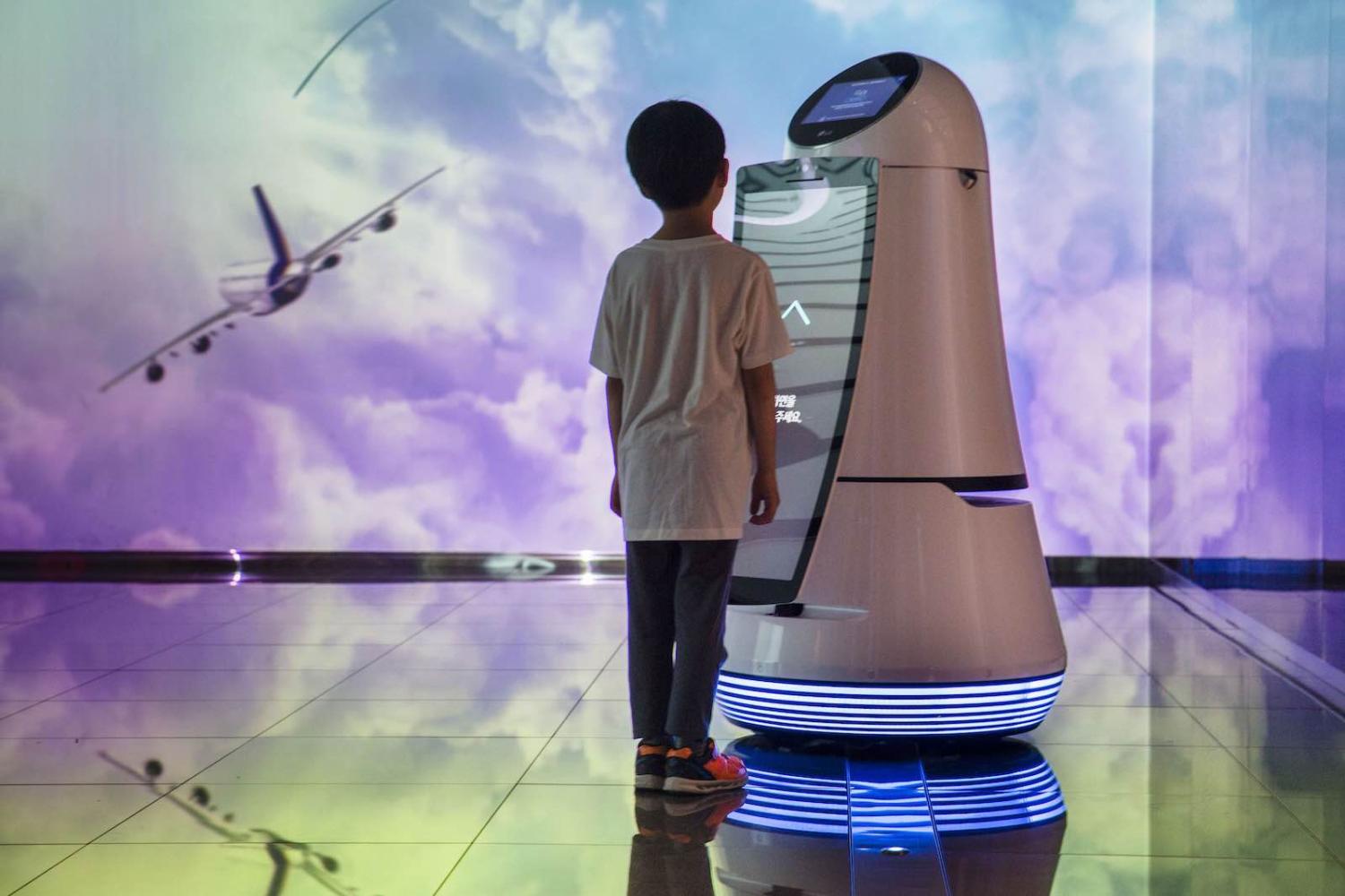 A guide robot on display at Incheon International Airport in Seoul (Jonas Gratzer/LightRocket via Getty Images)