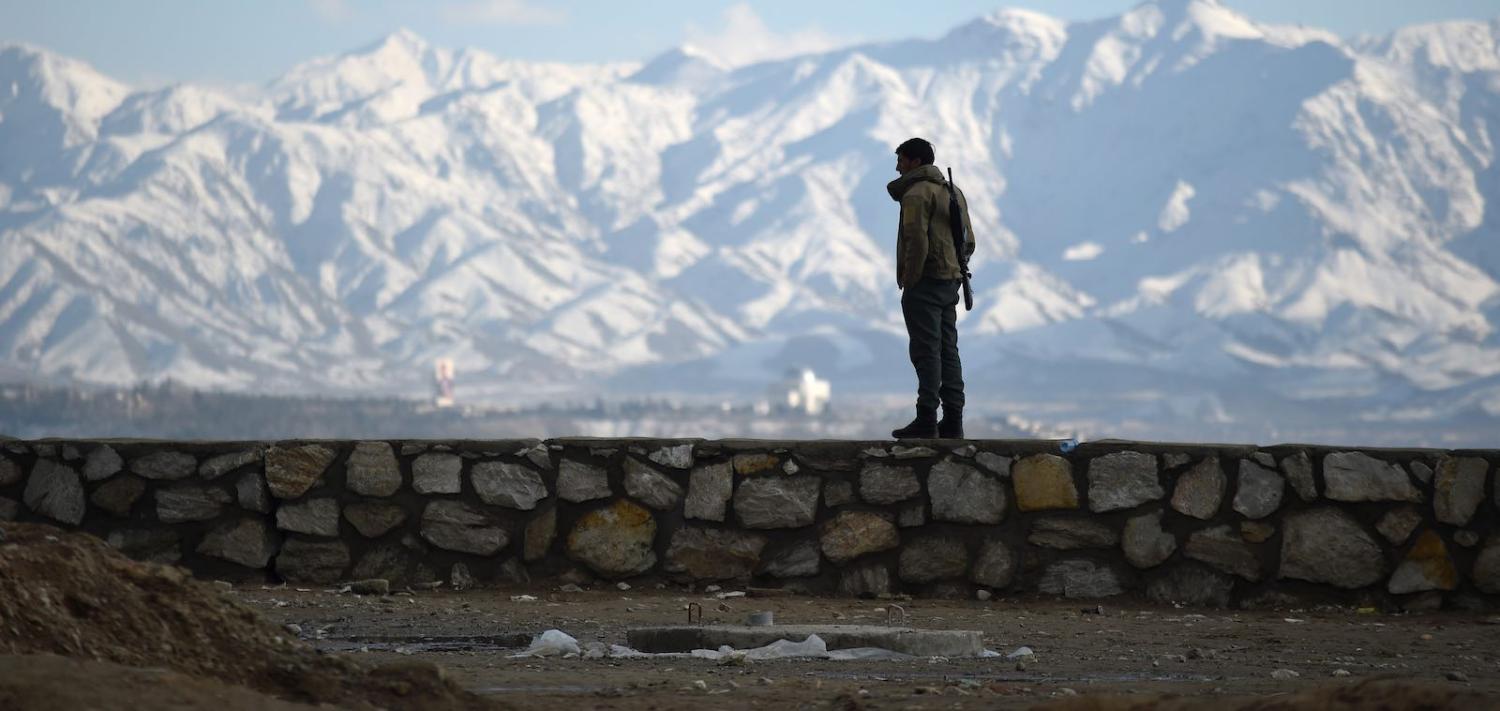 An Afghan policeman at Wazir Akbar Khan hilltop in Kabul in February (Photo: Wakil Kohsar via Getty)