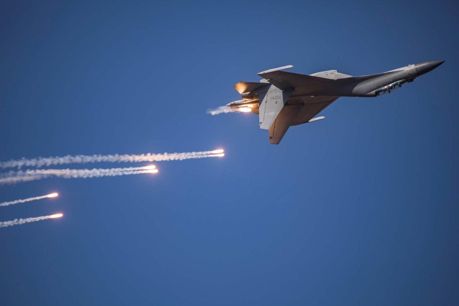 A J-16 fighter jet, of the type involved in a “very dangerous” intercept of an RAAF P-8 over the South China Sea (STR/AFP via Getty Images)