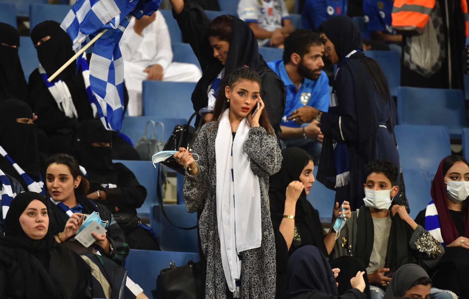 Supporters at a football match between Qatar's Al Sadd and Saudi' Al Hilal in Riyadh, Saudi Arabia, October 2019 (Fayez Nureldine/AFP/Getty Images)