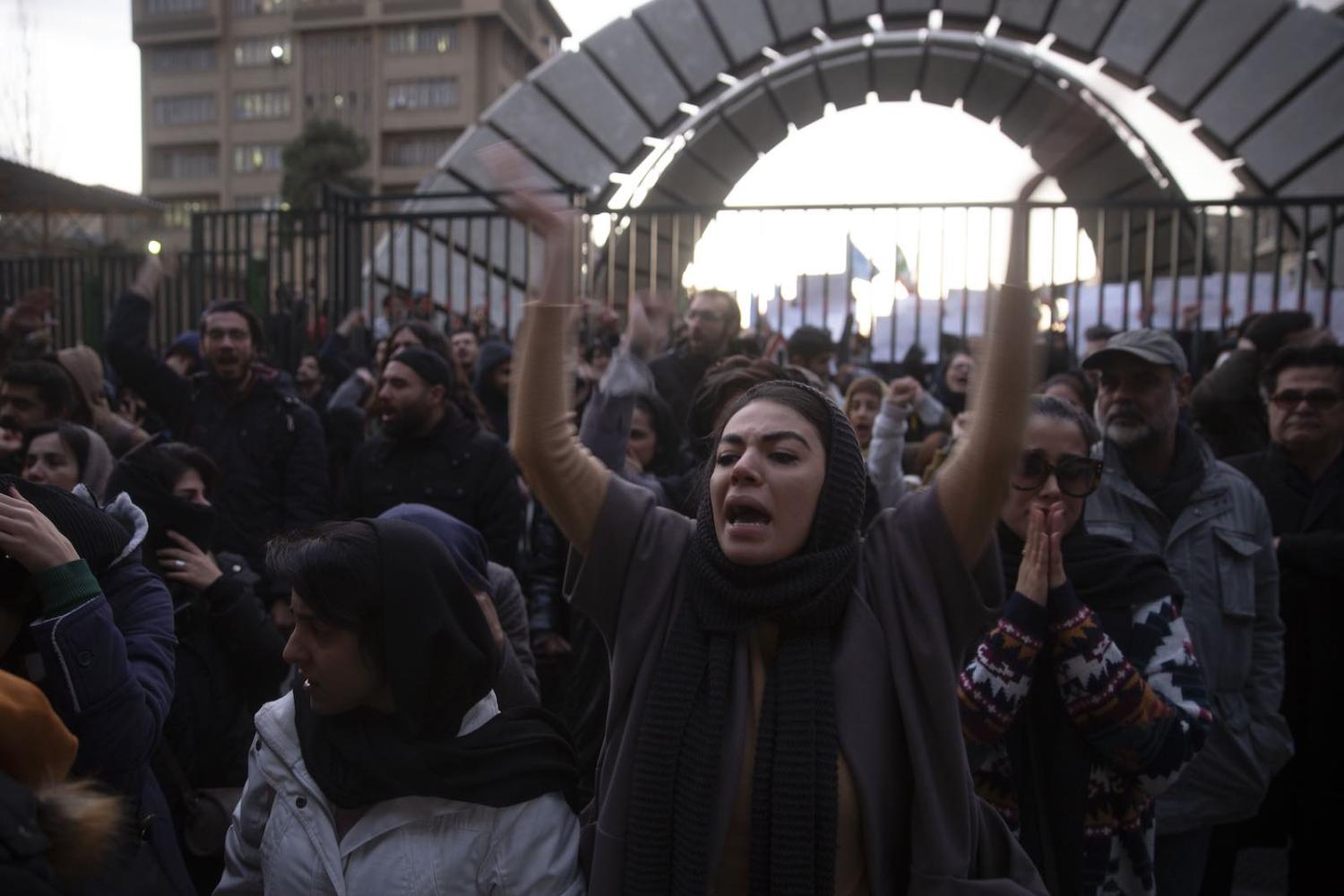 A vigil for victims of the Flight 752 plane crash was held at Amri Kabir University in Tehran, where some of the victims were former students, 11 January (Photo: Majid Saeedi/Getty Images)