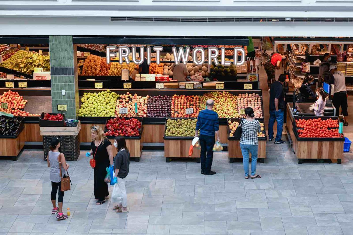 A shopping centre in Sydney, 29 March. Australia’s agriculture sector is heavily reliant on migrant labour (Izhar Khan/NurPhoto via Getty Images)