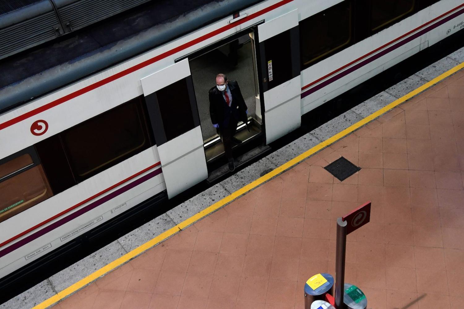 Atocha Station in Madrid last week as some Covid-related restrictions are eased (Javier Soriano/AFP/Getty Images)
