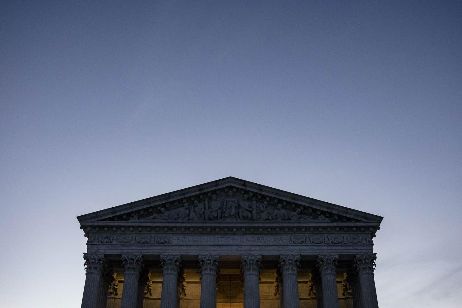 The US Supreme Court the morning after the death of Supreme Court Justice Ruth Bader Ginsburg (Samuel Corum/Getty Images)