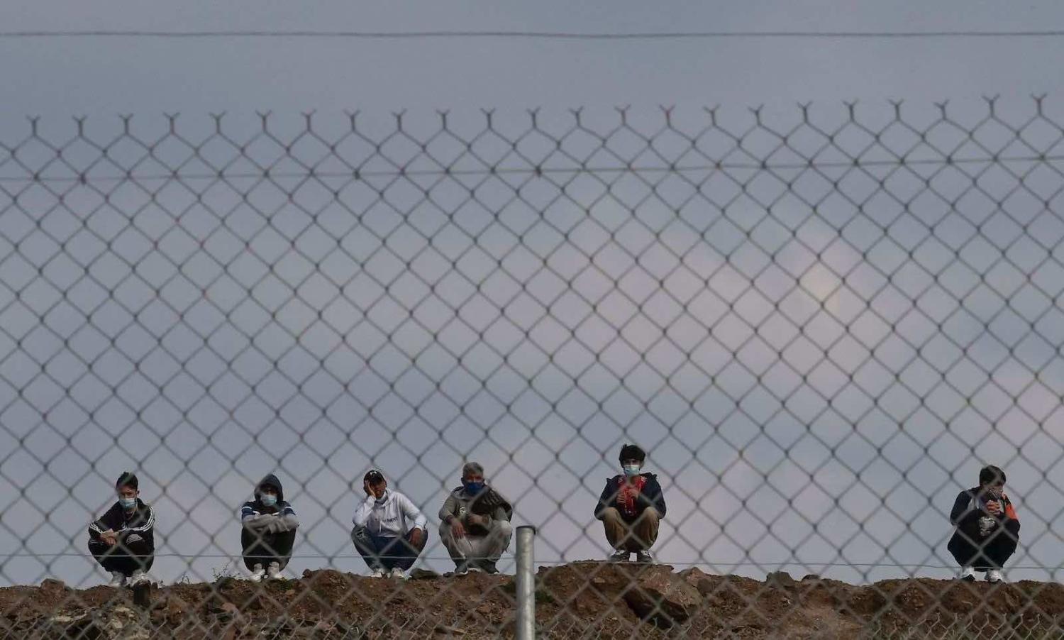Migrants inside one of several new refugee camps on the Aegean islands (Aris Messinis/AFP via Getty Images)