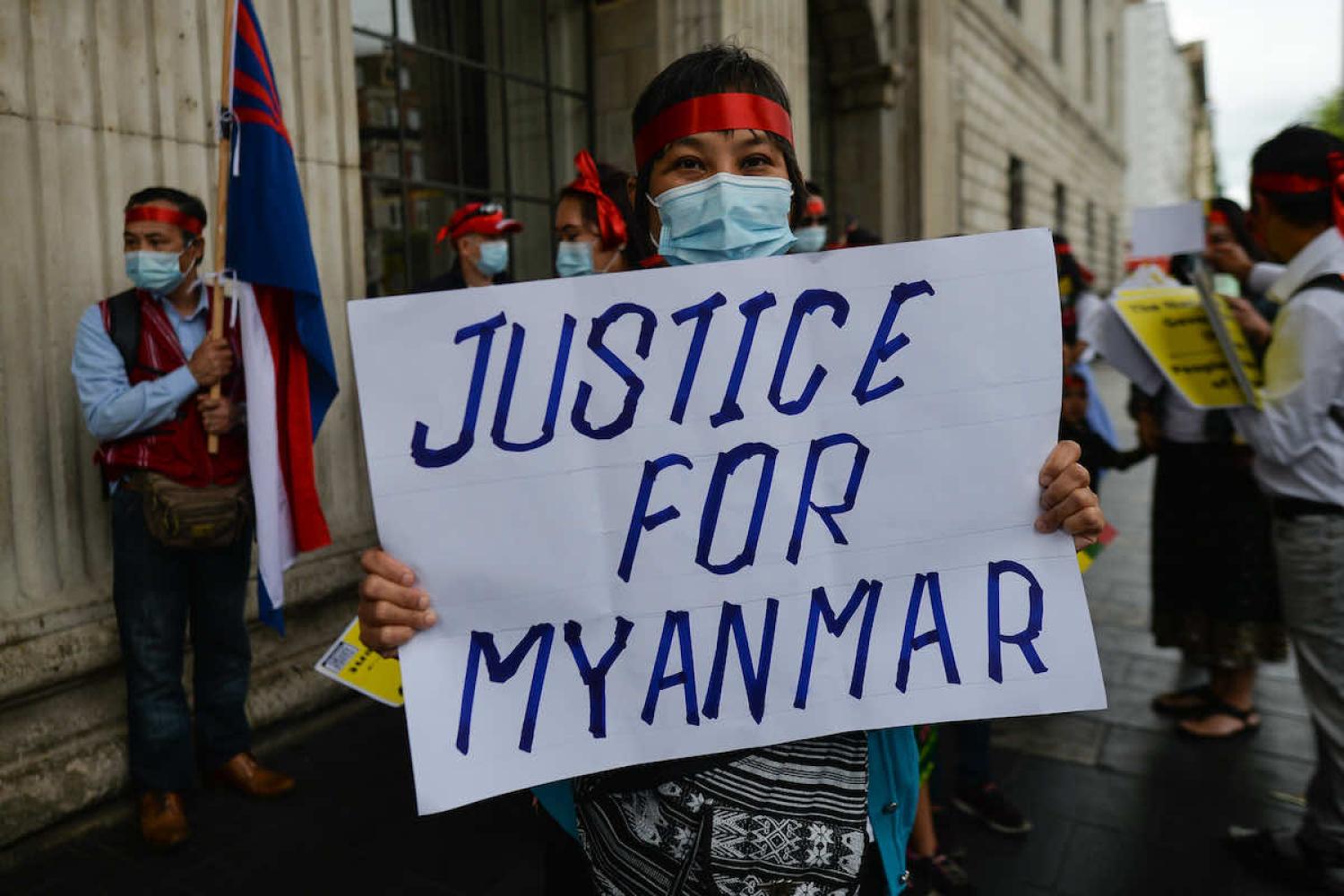 Local Myanmar diaspora and supporters rally in Dublin in support of democracy in Myanmar (Artur Widak/NurPhoto via Getty Images)