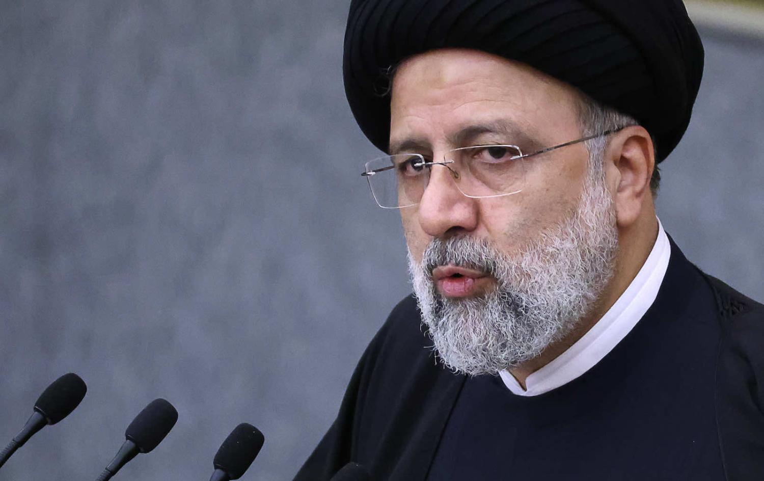 Iran's President Ebrahim Raisi addresses a meeting of the Russian State Duma on 20 January (Anton Novoderezhkin\TASS via Getty Images)