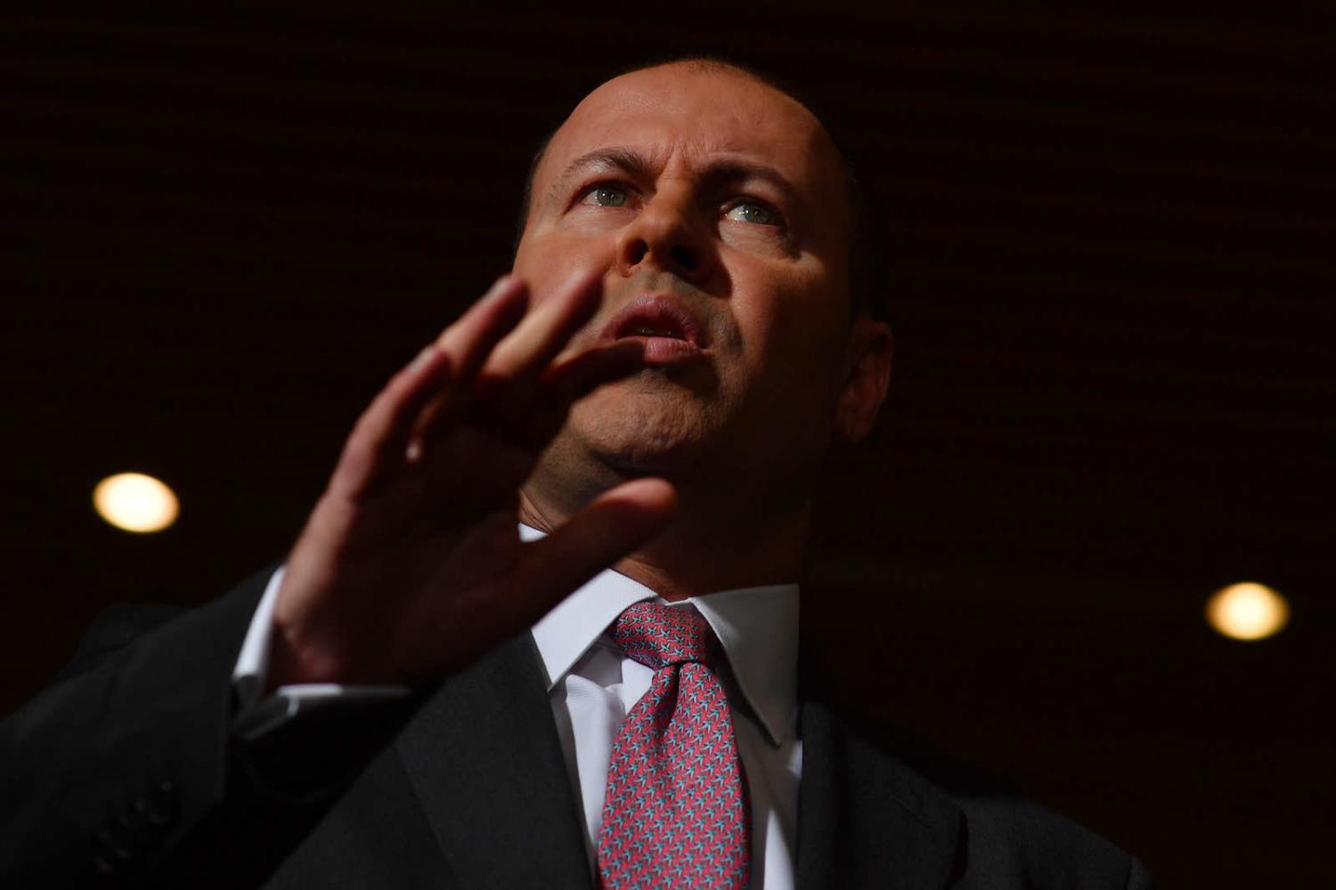 Australia’s Treasurer Josh Frydenberg addressing the media on 11 June in parliament in Canberra (Sam Mooy/Getty Images)