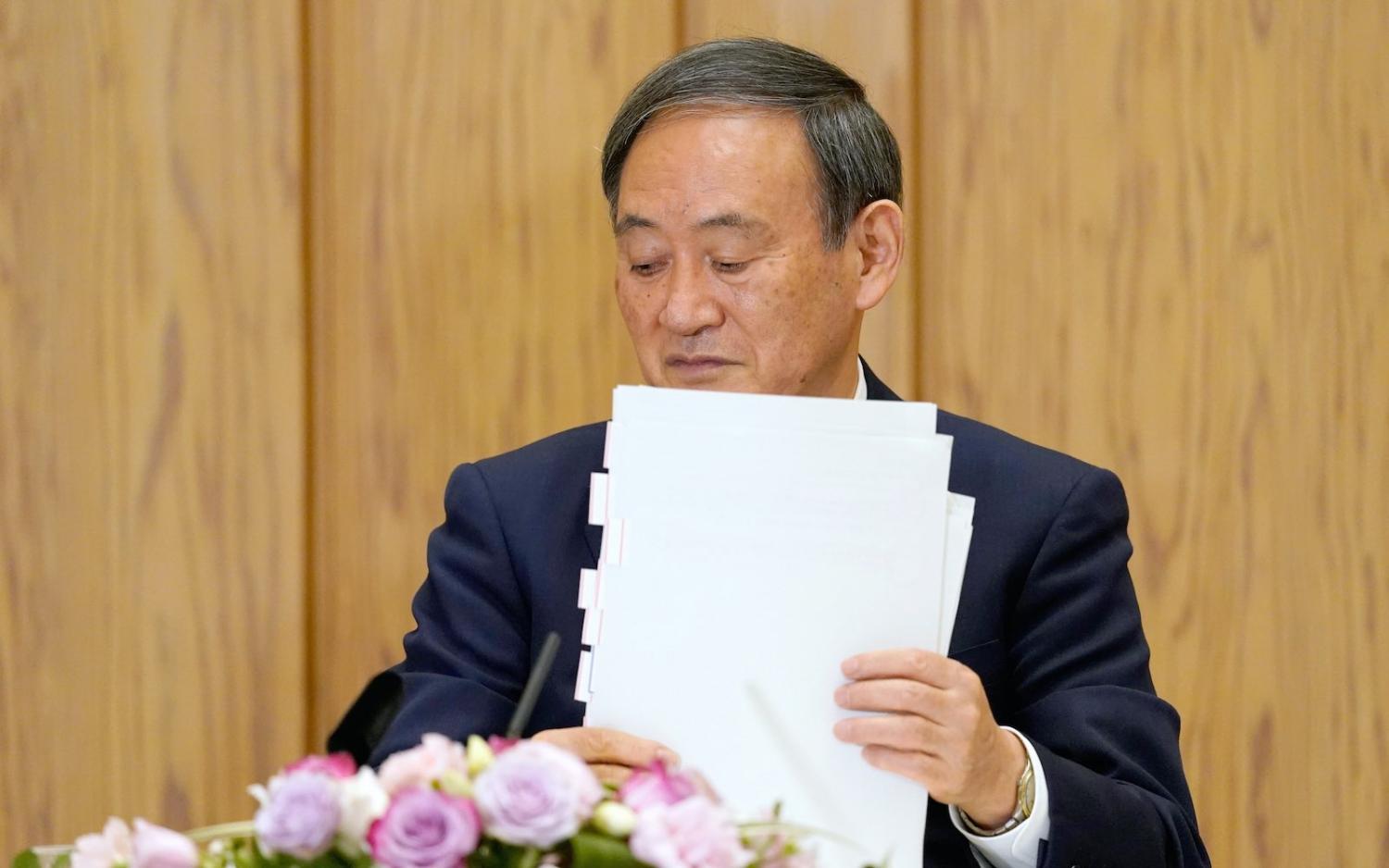 Japanese Prime Minister Yoshihide Suga, 9 October 2020 in Tokyo (The Asahi Shimbun via Getty Images)