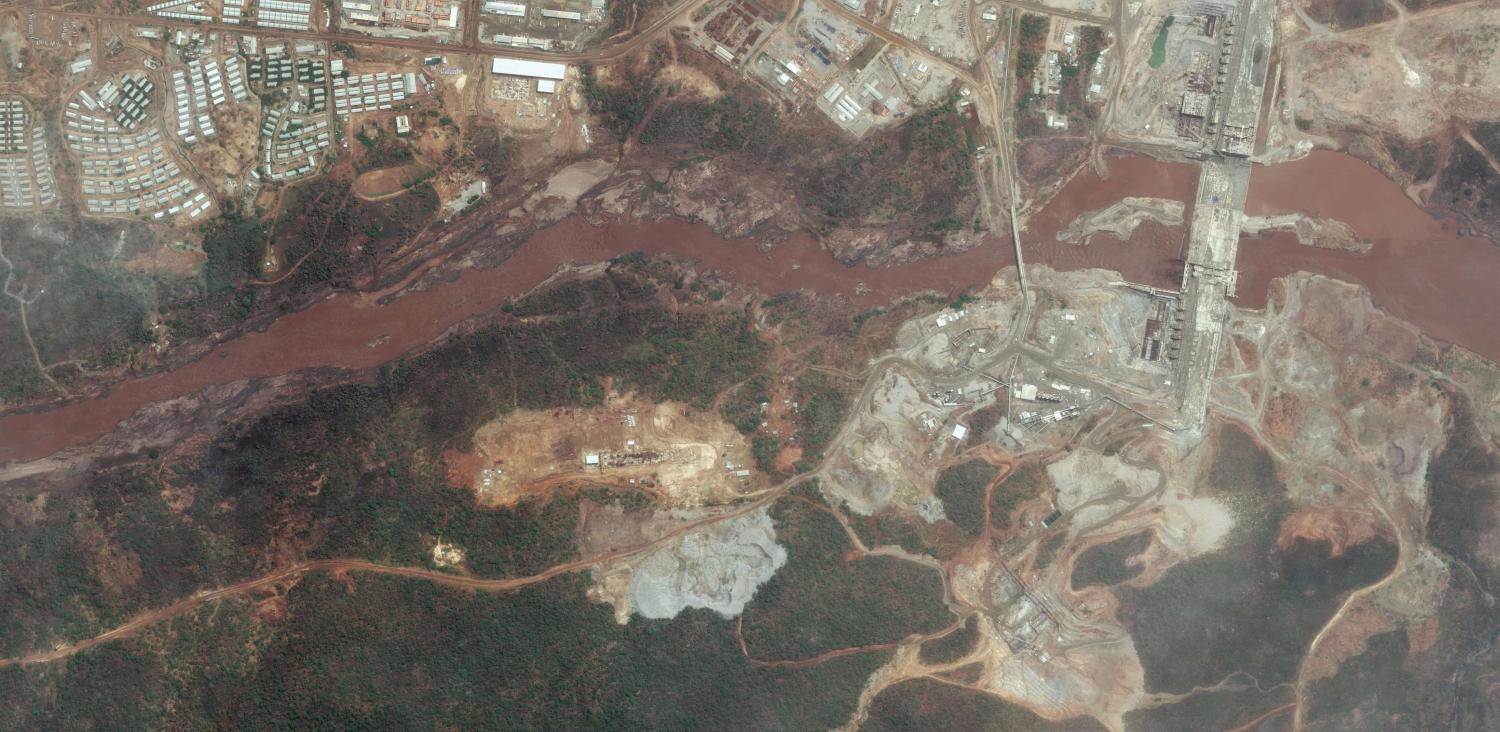 The Grand Ethiopian Renaissance Dam under construction, May 2016 (Photo: DigitalGlobe/Getty Images)