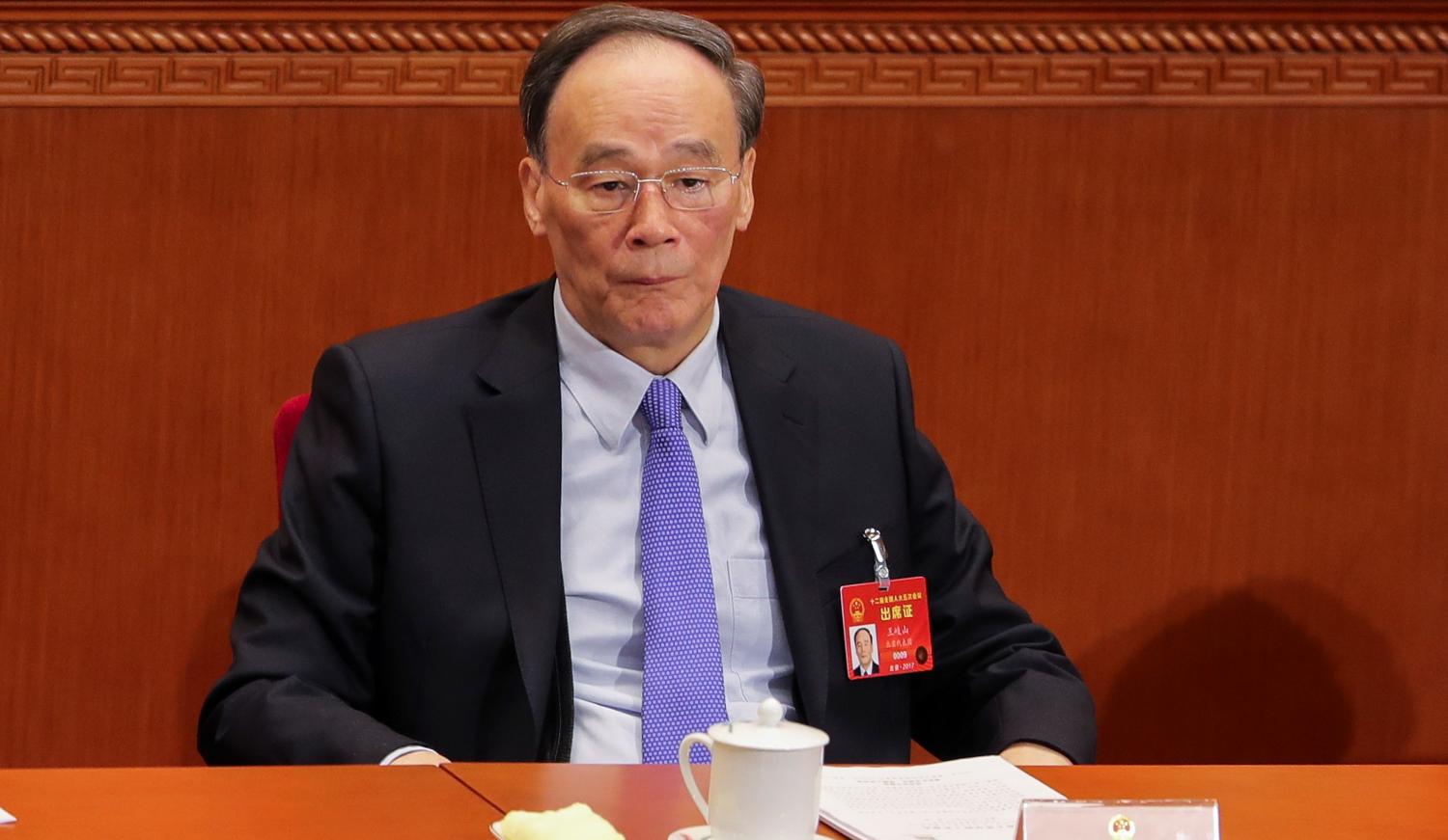 Politburo Standing Committee member Wang Qishan, March 2017 (Photo Getty Images/Lintao Zhang)