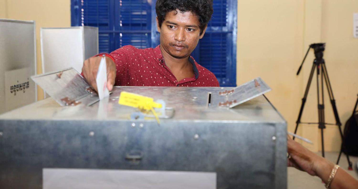 A Phnom Penh polling station during the commune elections, 2017 (Photo: Satoshi Takahashi via Getty)
