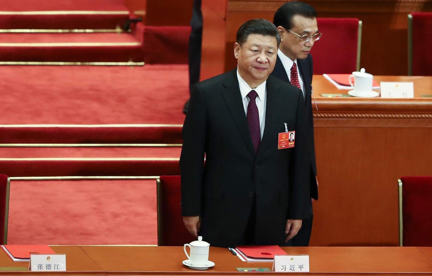 Chinese President Xi Jinping (left) and Premier Li Keqiang in at the Great Hall of the People on 20 March 2018 in Beijing, China (Photo by Lintao Zhang/Getty)