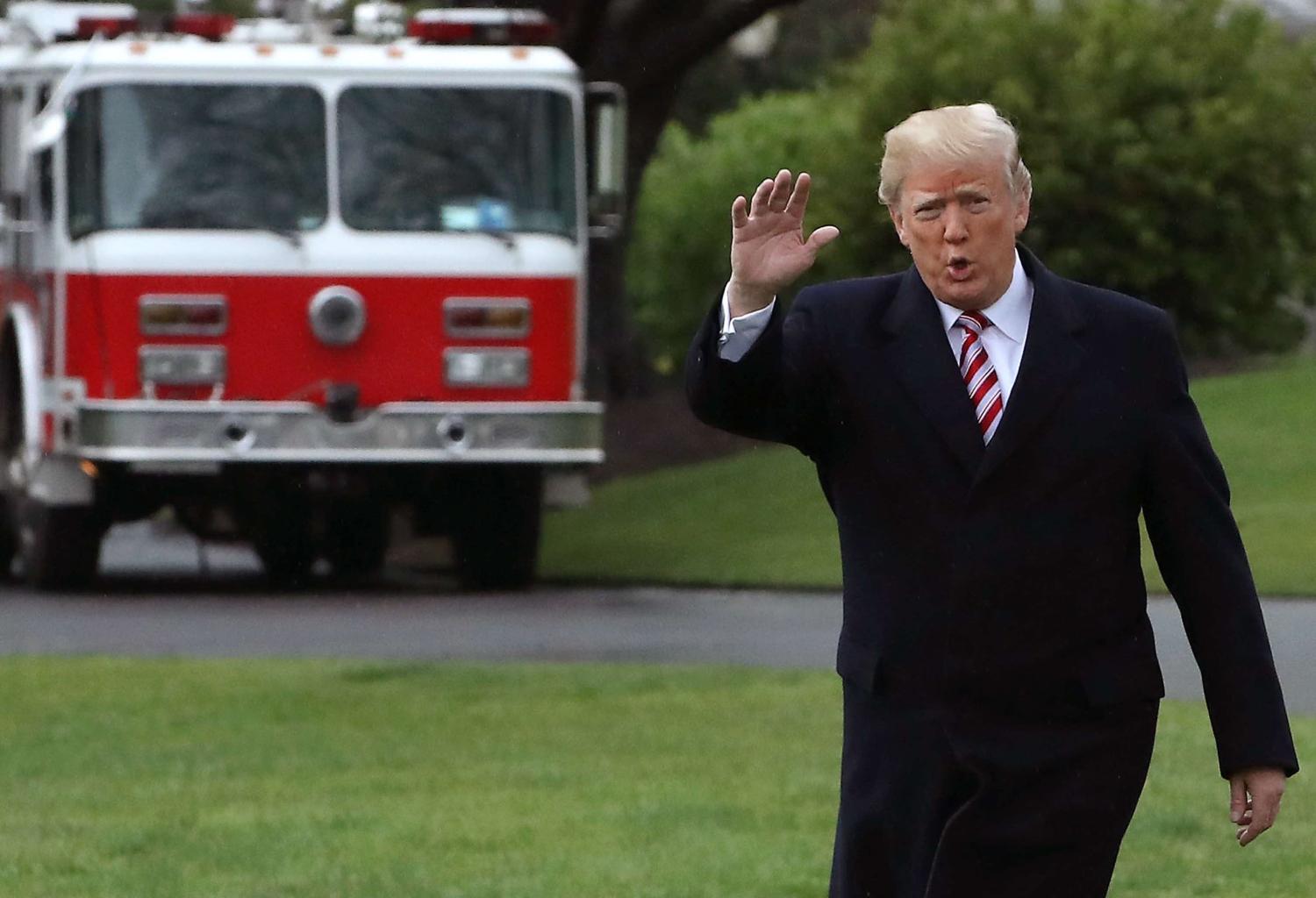 US President Donald Trump departs the White House on Monday (Photo: Mark Wilson/Getty)