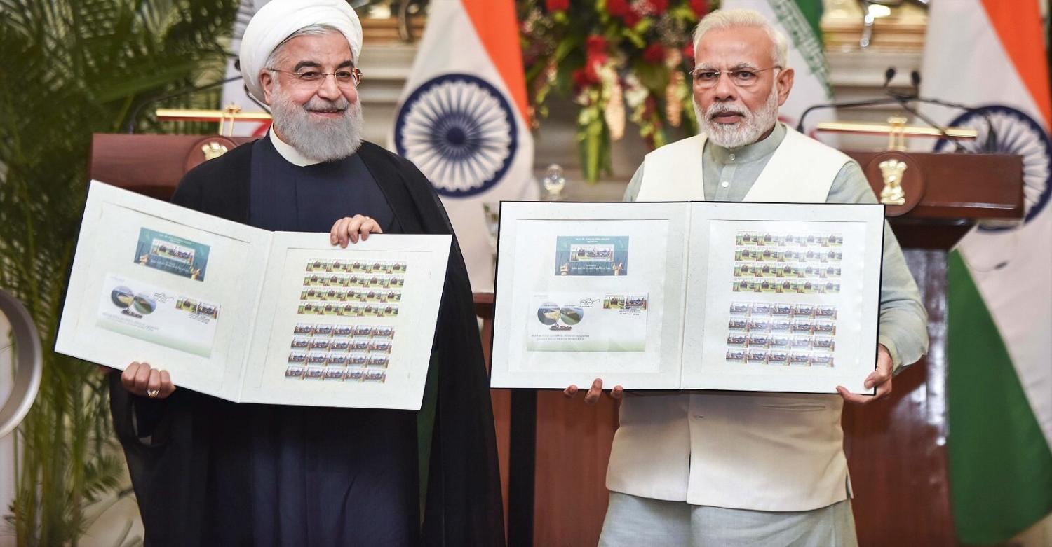 Iranian President Hassan Rouhani and Indian Prime Minister Narendra Modi at Hyderabad House, New Delhi, in February (Photo: Vipin Kumar/Hindustan Times via Getty)