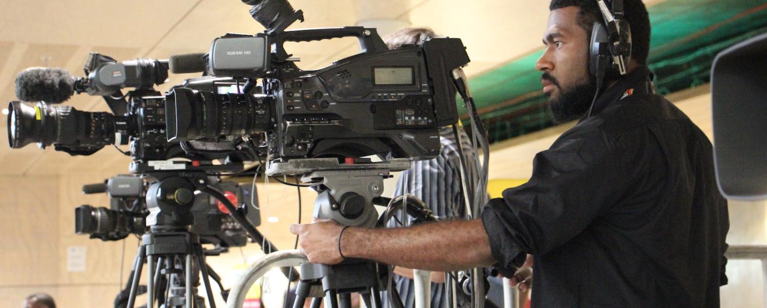 Covering the APEC summit in Port Moresby, 2018 (Photo: Shane McLeod)