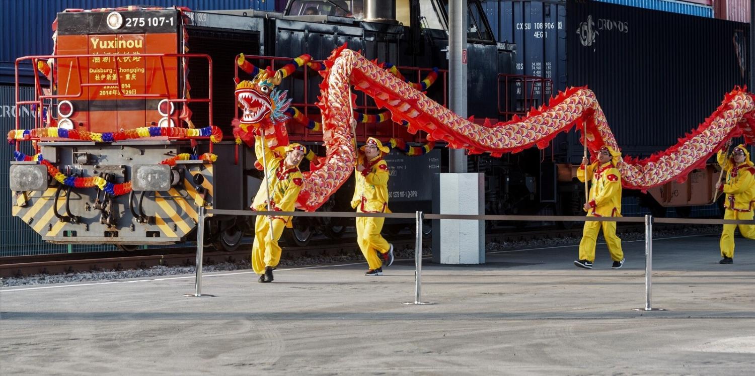 A Chinese container train arrives at Logport terminal, Duisburg, Germany (Photo: Getty Images)