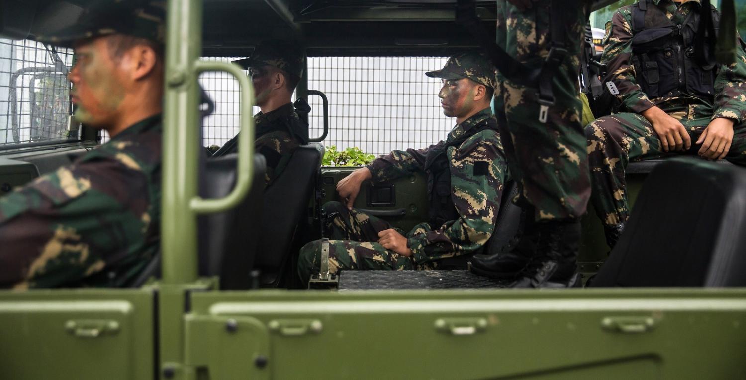 People's Liberation Army (PLA) soldiers at the Ngong Suen Chau Barracks in Hong Kong on 8 July. (Photo: Billy Kwok/Getty Images)