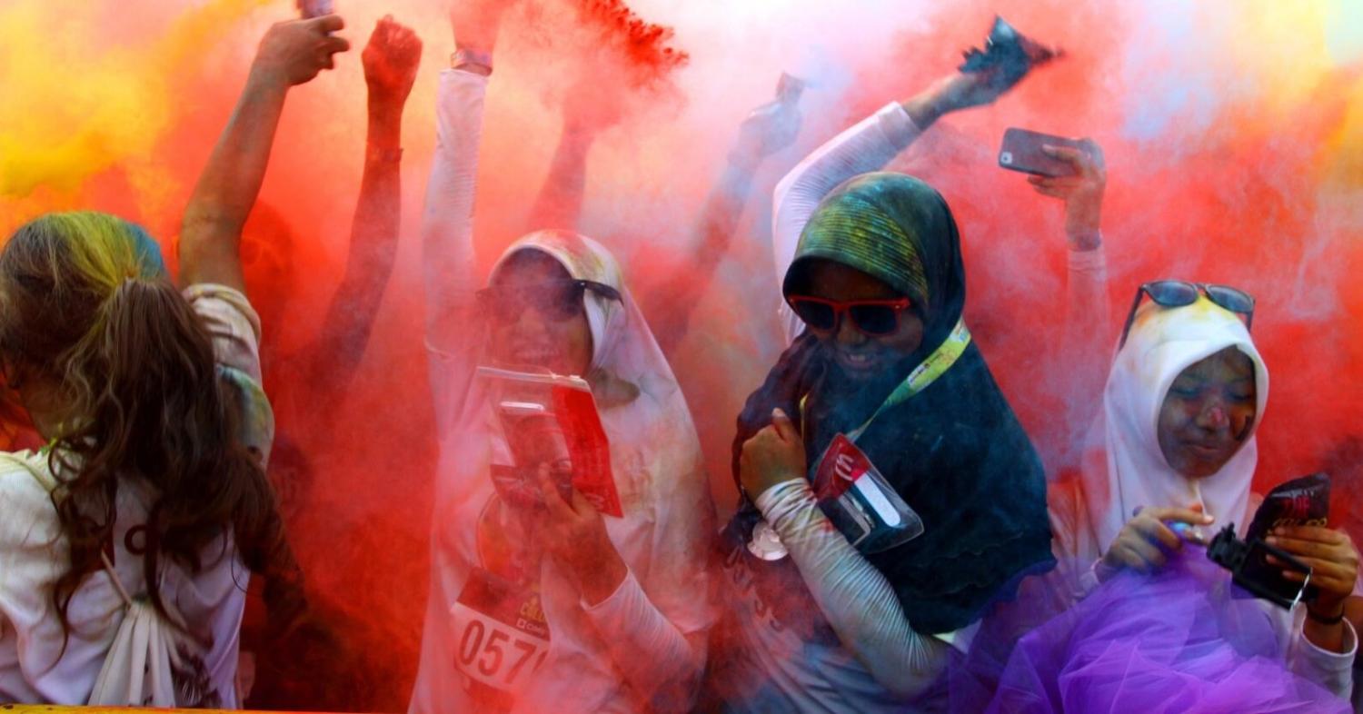 Participants in the Colour Run event, Jakarta, Indonesia, August 2016 (Photo: Natanael Pohan via Getty)