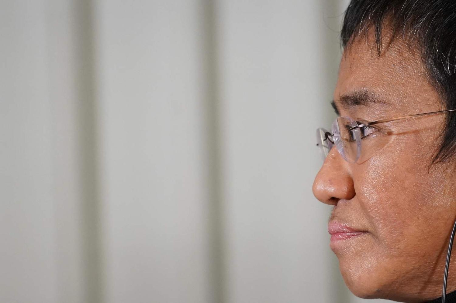 Nobel Peace Prize winner Maria Ressa at a press conference in Oslo the day before the award ceremony, 9 December 2021 (Torstein Bøe/NTB/AFP via Getty Images)