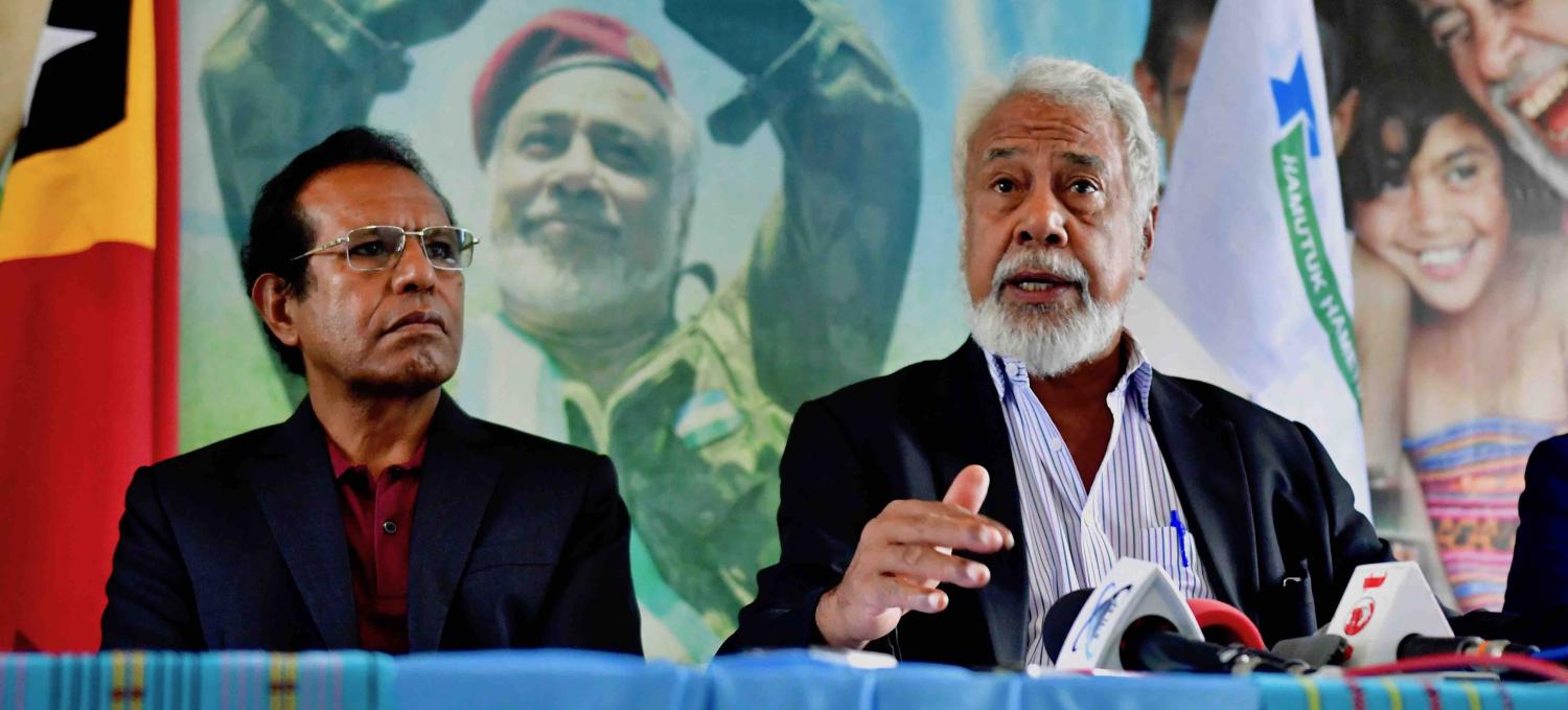 AMP coalition leaders Taur Matan Ruak and Xanana Gusmão in Dili on 15 May (Photo: Simon Roughneen)