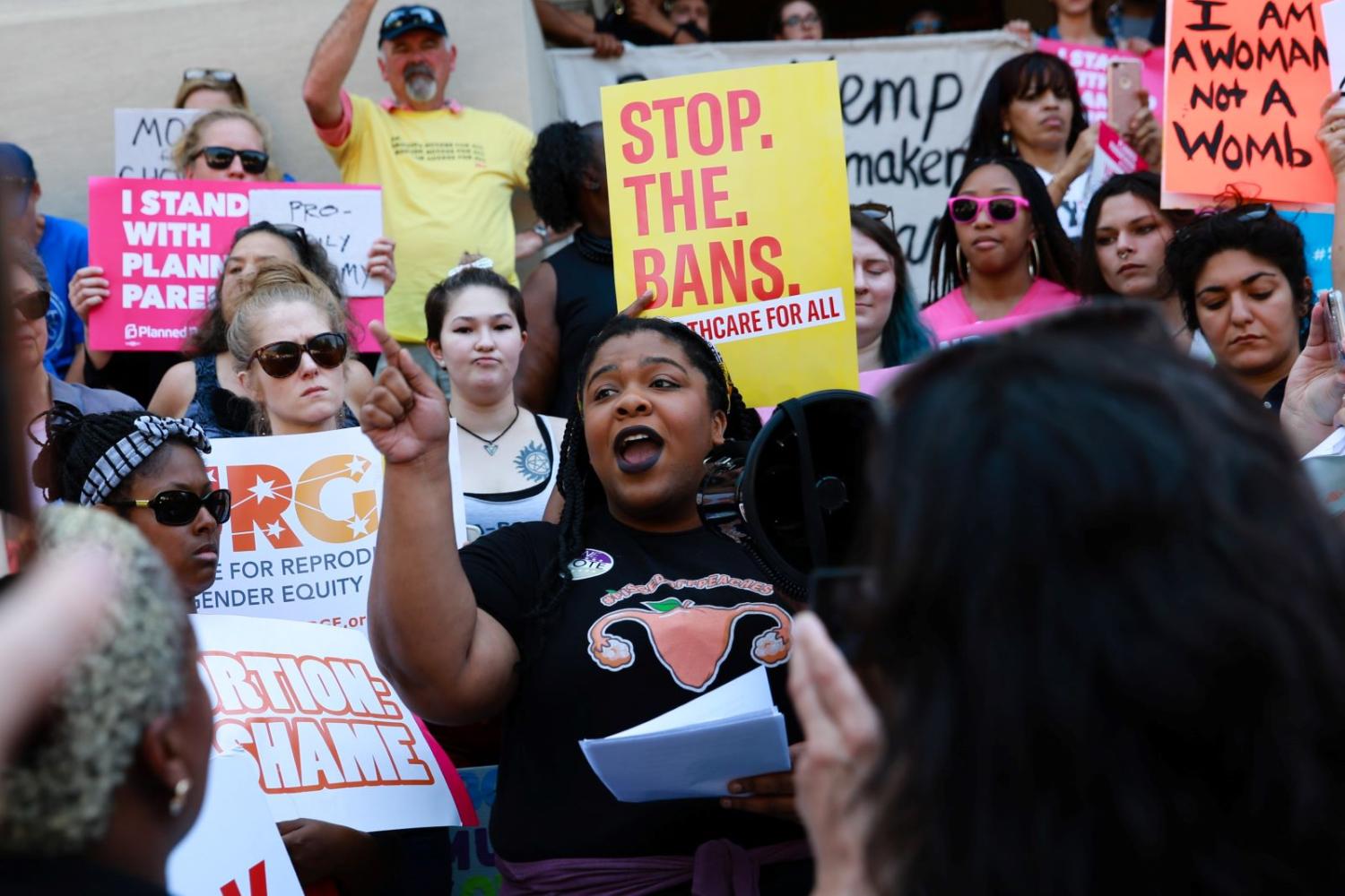 A woman speaks during an abortion rights rally in Atlanta, Georgia in May as part of rallies across the US following the Alabama law. (Photo: Elijah Nouvelage/Getty)