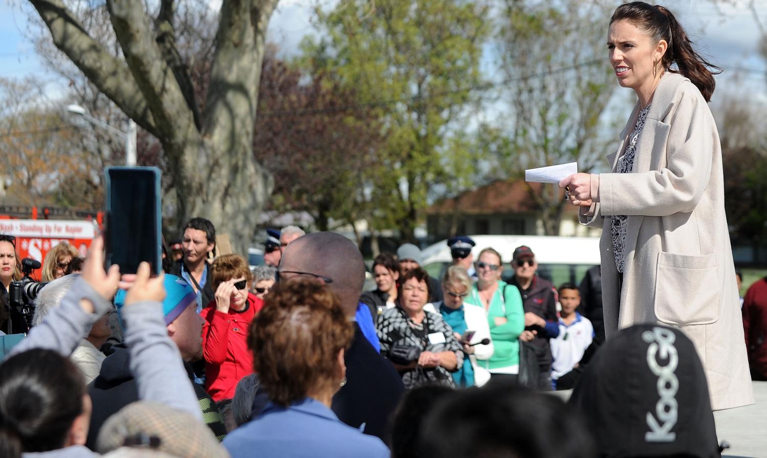 JLabour leader Jacinda Ardern campaigning in Napier, September 2017. (Getty/Kerry Marshall)