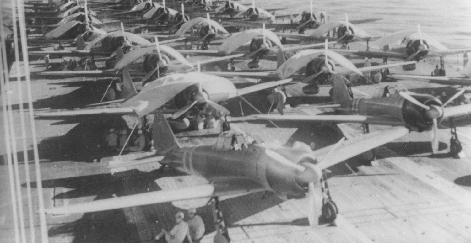 Japanese aircraft carrier Zukaiku during the Battle of the Coral Sea. (Wikipedia)